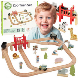 WOOPIE GREEN Drewniana Kolejka ZOO Zestaw XL Pociąg
