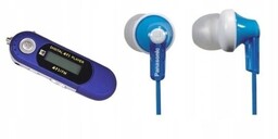 Odtwarzacz MP3 16GB Pendrive Niebieski Słuchawki Panasonic