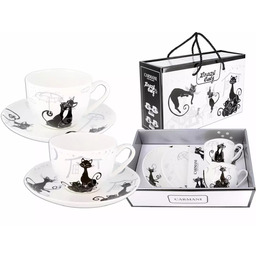 Kpl. 2 filiżanek ze spodkami koty Crazy Cats