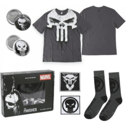 Zestaw upominkowy Marvel - Punisher (koszulka, przypinki, naszywk