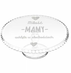 Patera szklana do ciasta z grawerem dla mamy