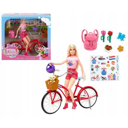 Barbie Lalka na Rowerze z pieskiem Pink Passport