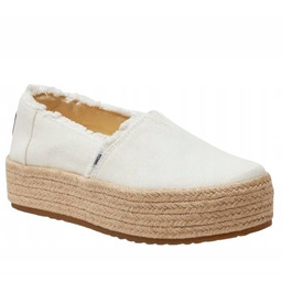 TOMS ESPADRYLE DAMSKIE BIAŁE NA PLATFORMIE Z OBSZYCIEM
