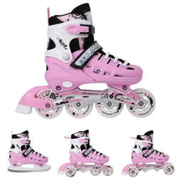 ŁYŻWOROLKI Z WYM. PŁOZĄ HOKEJOWĄ NH10905 4w1 ROŻOWE