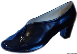 BnW Botki skórzane czarne wsuwane słupek 7,5 cm