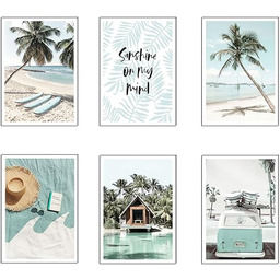 Zestaw 6 drewnianych obrazów podstawowych do dekoracji salonu,