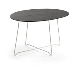 Stolik kawowy IRIS, asymetryczny, 510 mm, biały, dąb