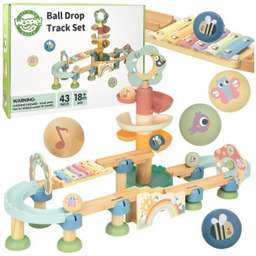 Drewniany Tor Kulkowy z Efektami Dźwiękowymi Cymbałki Fsc