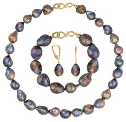 NELLIE NOIR Komplet naszyjnik bransoletka kolczyki duże perły