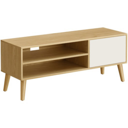 Stolik RTV 120x40x49cm, jasnobrązowy/biały