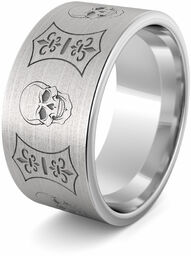 Obrączka srebrna z czaszkami - Ag-560
