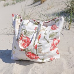 Pakamera Płócienna torba shopper w róże L