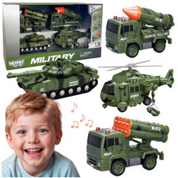 Zestaw Pojazdów Wojskowych z Wyrzutnią Czołg Helikopter 4SZT