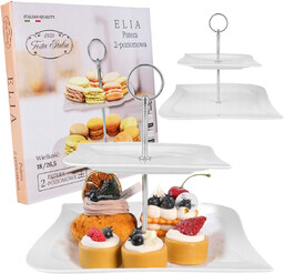 PATERA PORCELANOWA NOWOCZESNA BIAŁA 2 POZIOMOWA TACKA