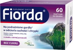 Fiorda, smak czarnej porzeczki, 60 pastylek do ssania