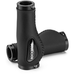 Gripy rowerowe Rockbros 40720001001 skórzane - czarne