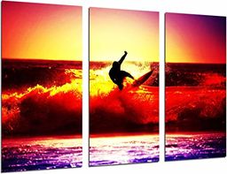 Obraz ścienny - surfer, zachód słońca na jeziorze,