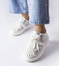 Srebrne sneakersy na platformie Binet-38