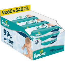 Pampers 99% Water Chusteczki Nawilżane Dla Dzieci, 9x60
