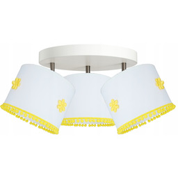 Lampa Sufitowa Potrójna Dla Dzieci Biało Żółta Kwiatki