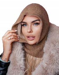 KOMINIARKA DAMSKA CZAPKA KAPTUR Dziana Wełna WOOLK