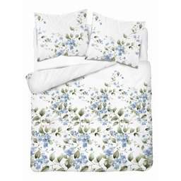 Detexpol Pościel flanelowa 160x200 biała w niebieskie kwiaty