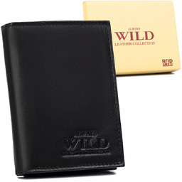 Pionowy skórzany portfel z systemem RFID Protect Always