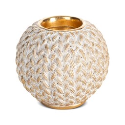 Eurofirany Świecznik dekoracyjny 11x11x9 Moli 2 biały złoty