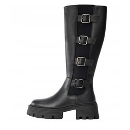 EVEN&ODD CZARNE KLASYCZNE KOZAKI Z KLAMRAMI NA GRUBEJ