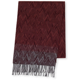 Męski szal w motyw jodełki bordowo - szary