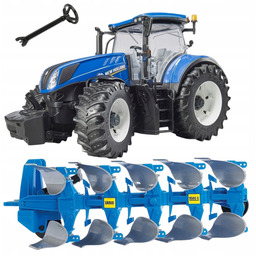 Traktor Bruder New Holland T7 Niebieski Pasujący Pług