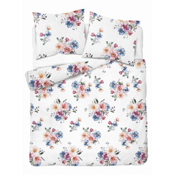 Detexpol Pościel flanelowa 160x200 biała w pastelowe bukiety