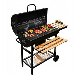 Grill węglowy ogrodowy Duży z Pokrywą beczkowy