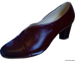 BnW Botki skórzane bordo wsuwane słupek 7,5 cm