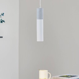 SOLLUX LIGHTING Żyrandol Tube, beton, biały, 1-punktowy