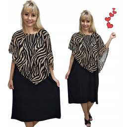 ELEGANCKA SUKIENKA KOKTAJLOWA szyfon zebra modna elastyczna 50