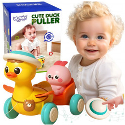 Żółta Kaczuszka z Różowym Króliczkiem w Przyczepce