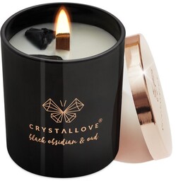 Crystallove Black Obsidian Soy Candle & Oud Świeca
