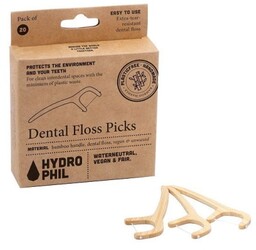 Nić dentystyczna na bambusowym uchwycie, HYDROPHIL, 20 sztuk