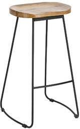 Elior Industrialny taboret drewniany z metalowymi nogami -