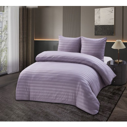 Pościel adamaszek 160x200 brudny róż pasy 3 el.