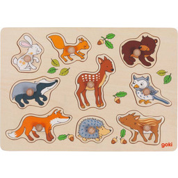 Drewniana układanka z uchwytami Leśne Zwierzęta 57387-Goki