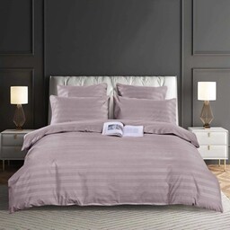 Pościel adamaszek 160x200 pudrowa pasy 3 el.