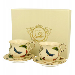 2x filiżanka ze spodkami Ważki 150ml Ceramiczna Owady