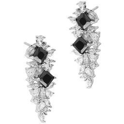 Srebrne 925 kolczyki z kwadratowymi czarnymi cyrkoniami