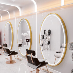 Konsola konsoleta fryzjerska barberska kosmetyczna lustro LED rama