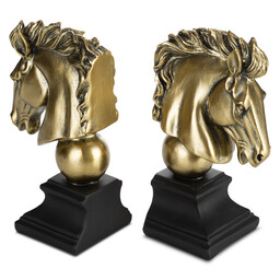 Eurofirany Podpórka do ksiązek 23x9x21 Konie czarna złota