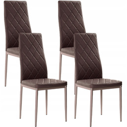 4x Nowoczesne Brąz Skórzane Krzesła Romby 258A