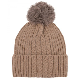 Czapka zimowa damska z agorą z pomponem warkocz