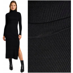 Lee KNITTED DRESS dopasowana długa czarna sukienka